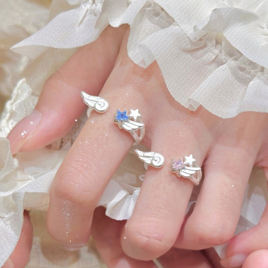 Galaxy Shooting Star Ring | Silver Tone Star Charm Statement Ring