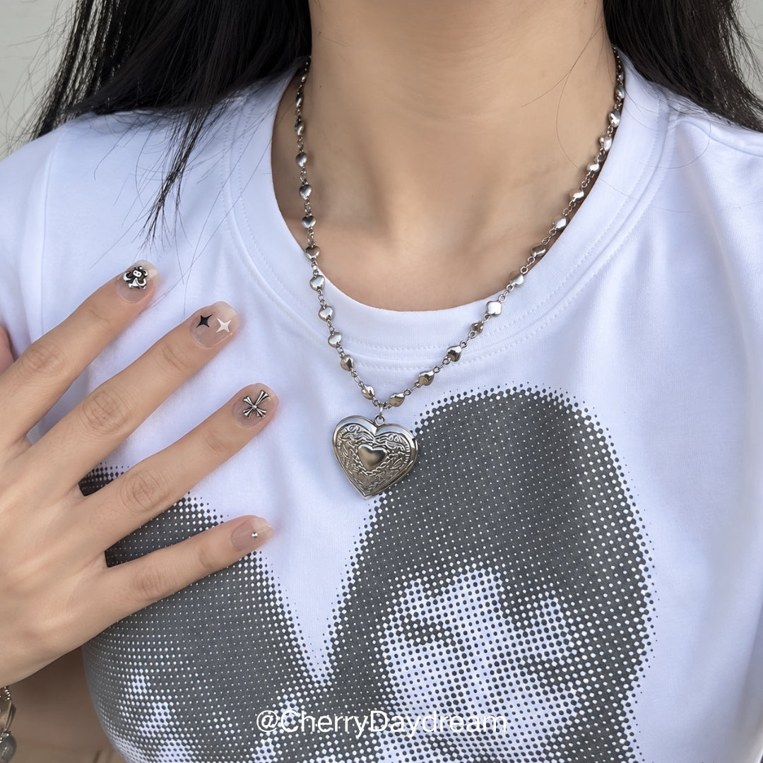 Vintage Heart and Celestial Heart Necklace