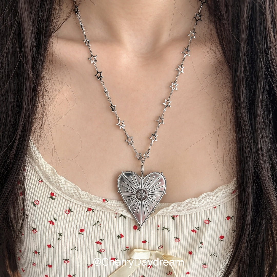 Vintage Heart and Celestial Heart Necklace