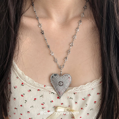 Vintage Heart and Celestial Heart Necklace
