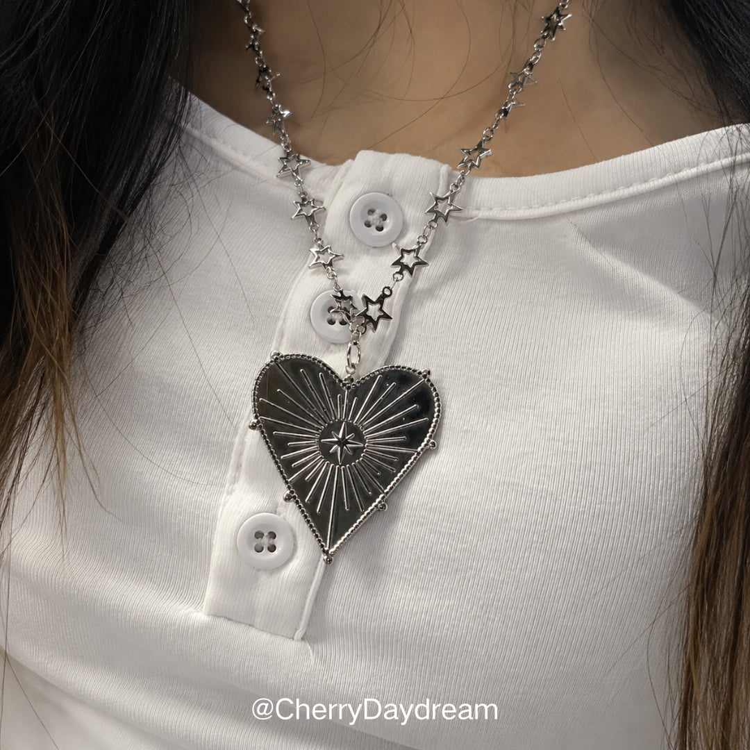 Vintage Heart and Celestial Heart Necklace