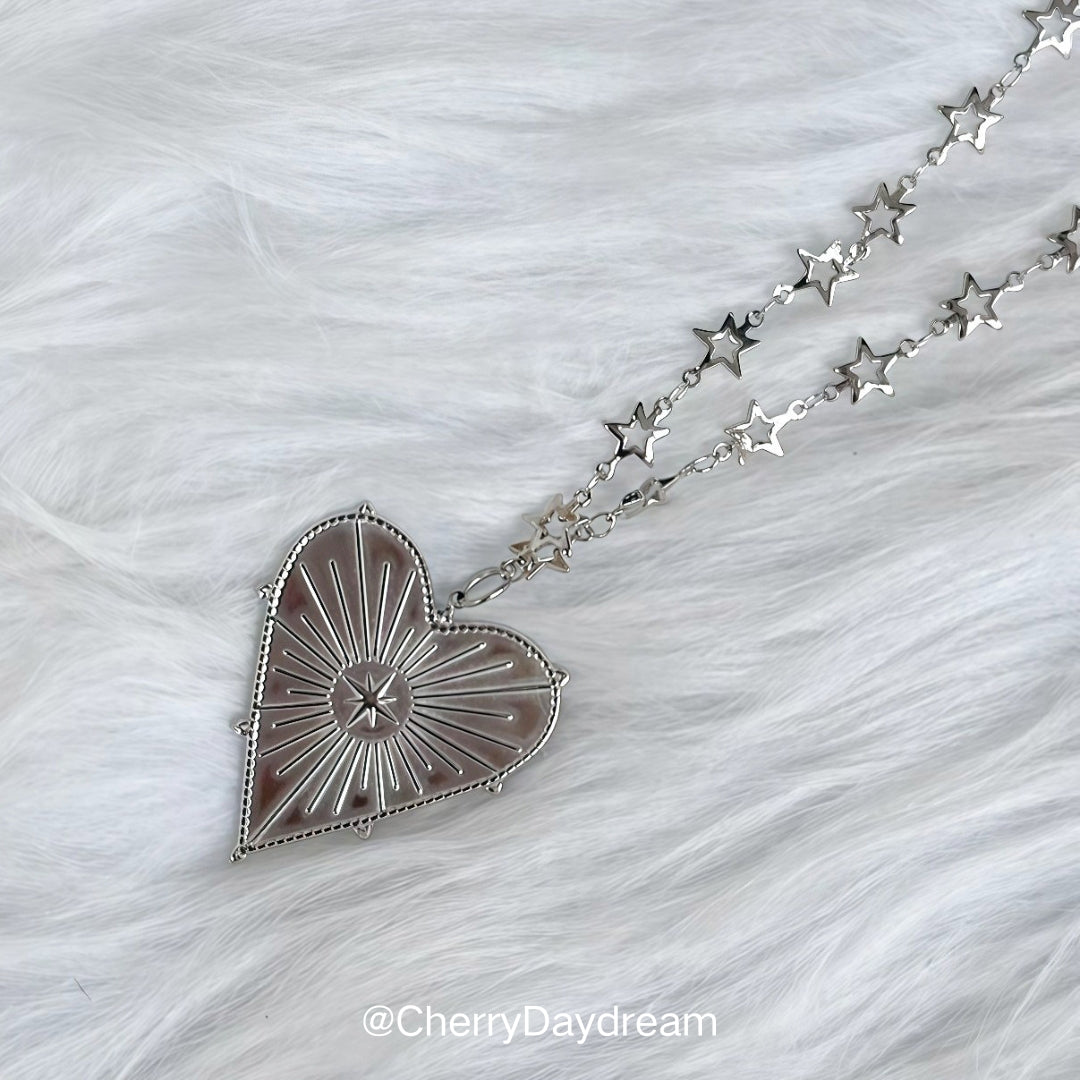 Vintage Heart and Celestial Heart Necklace
