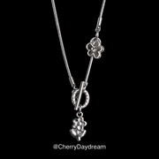 Silver Flower Toggle Charm Necklace