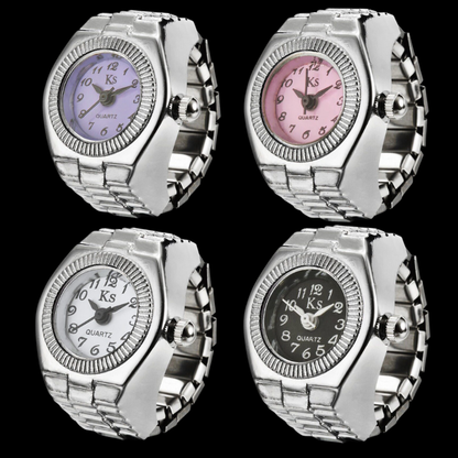 Mini Finger Watch Ring | Adjustable Retro Dial Alloy Jewelry for Women
