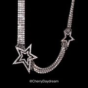 Silver Crystal Star Layered Necklace