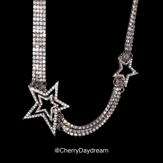 Silver Crystal Star Layered Necklace
