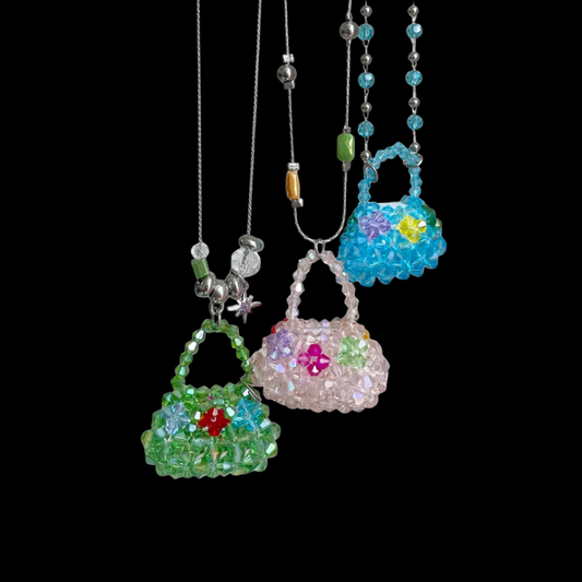 Y2K Mini Bag Charm Necklace | Colorful Beaded Statement Necklace