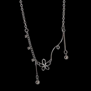 Silver Flower Charm Necklace — Minimalist Layered Chain Jewelry