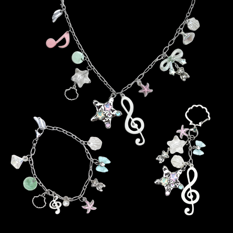 Ocean Melody Charm Jewelry Set — Dreamy Y2K Sea Collection