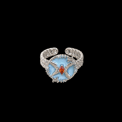 Dreamy Blue Crystal Butterfly Ring – Y2K Mermaidcore Fairycore Jewelry