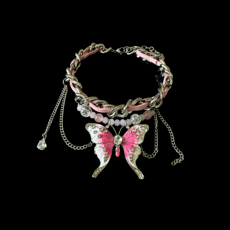 Butterfly Dream Necklace – Y2K Fairycore Pink Romantic Jewelry