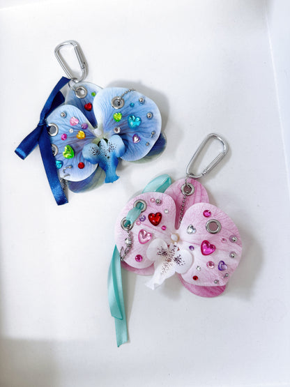 Dream Orchid DIY Bag Charm — Rhinestone Floral Keychain Kit