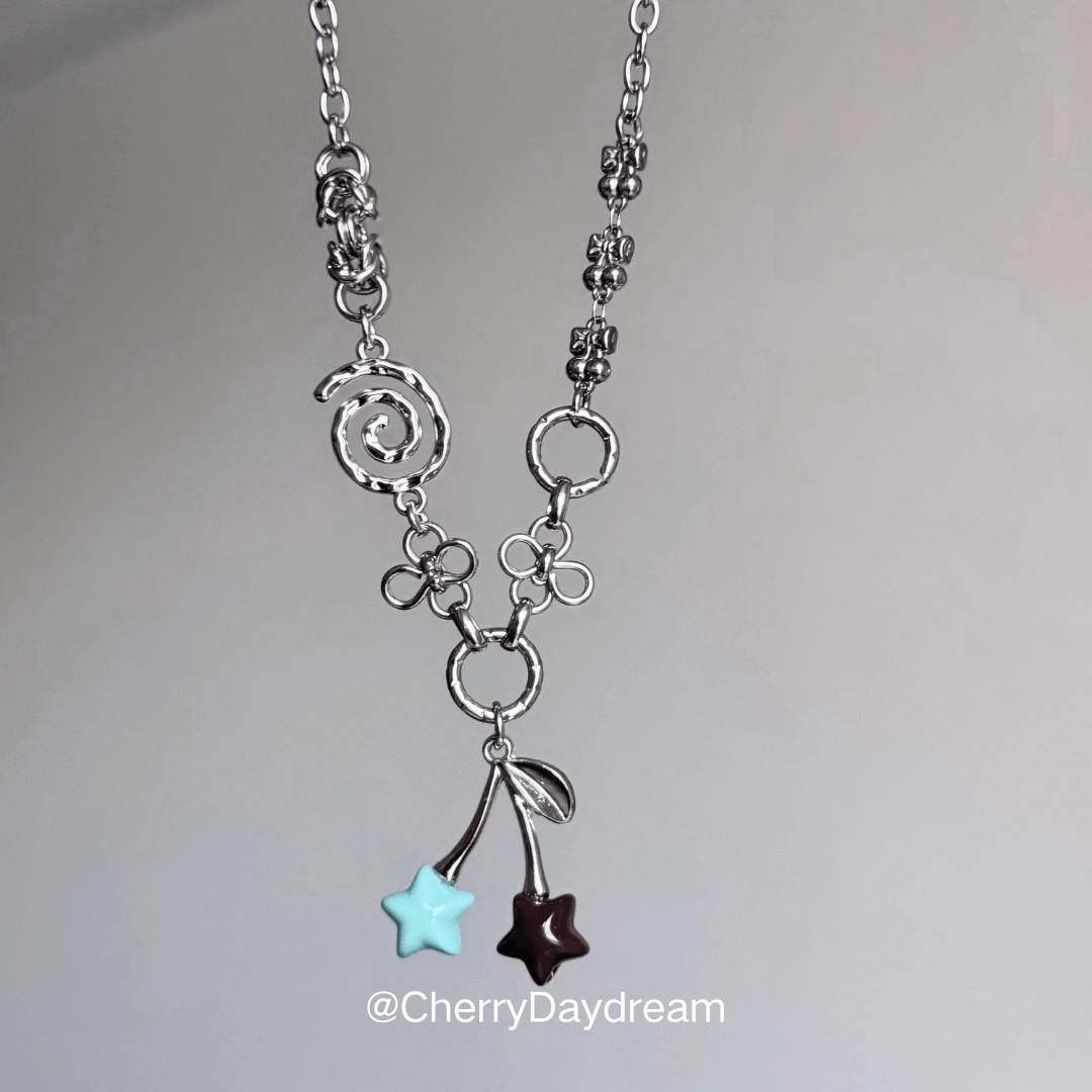 Mint Chocolate Cherry Star Charm Necklace