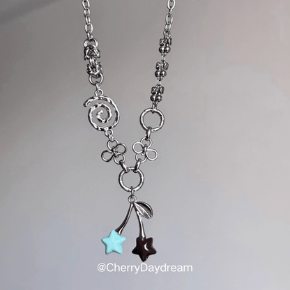 Mint Chocolate Cherry Star Charm Necklace