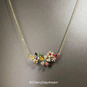 Colorful Crystal Flower Statement Necklace