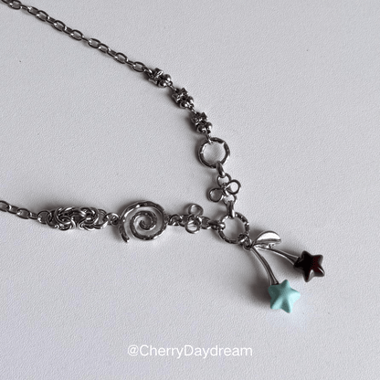 Mint Chocolate Cherry Star Charm Necklace