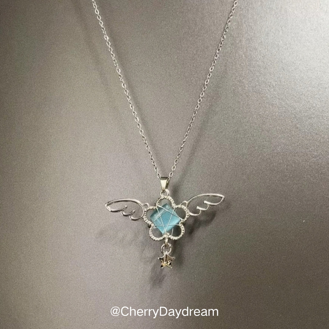 Handmade Angel Wing Star Pendant Necklace