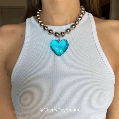 Heart Pendant Bead Necklace