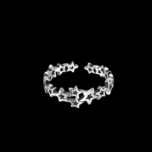 Cosmic Star Ring — Y2K Silver Alloy Statement Ring
