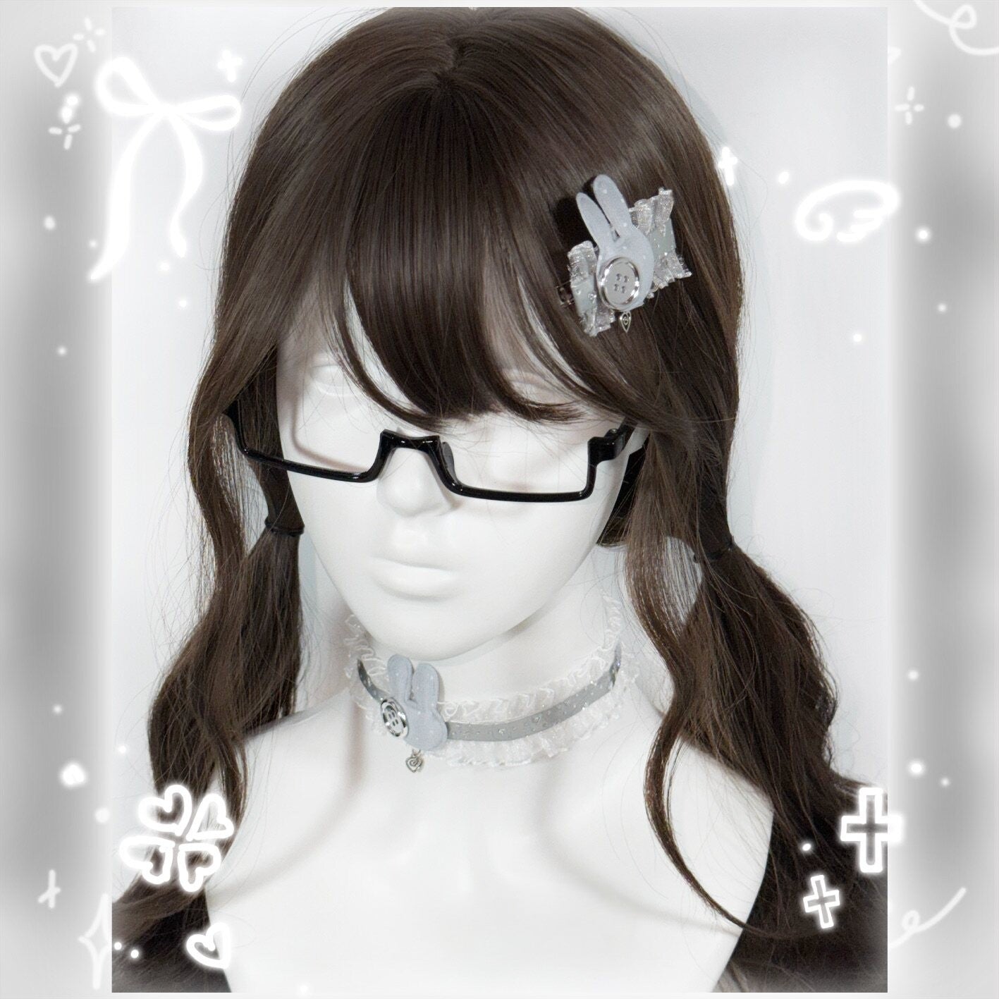 Bunny Lace Choker & Hair Clip Set — Coquette Y2K Accessory