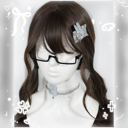 Bunny Lace Choker & Hair Clip Set — Coquette Y2K Accessory