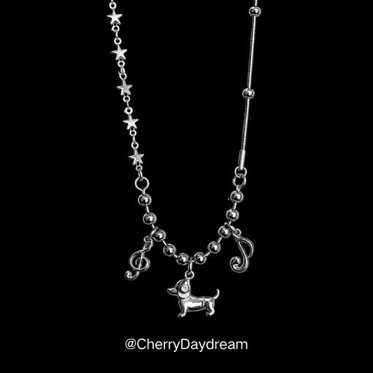 Dachshund Music Star Charm Necklace