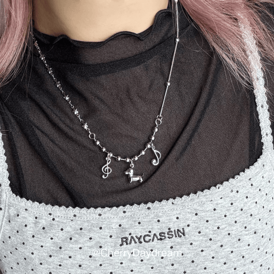 Dachshund Music Star Charm Necklace