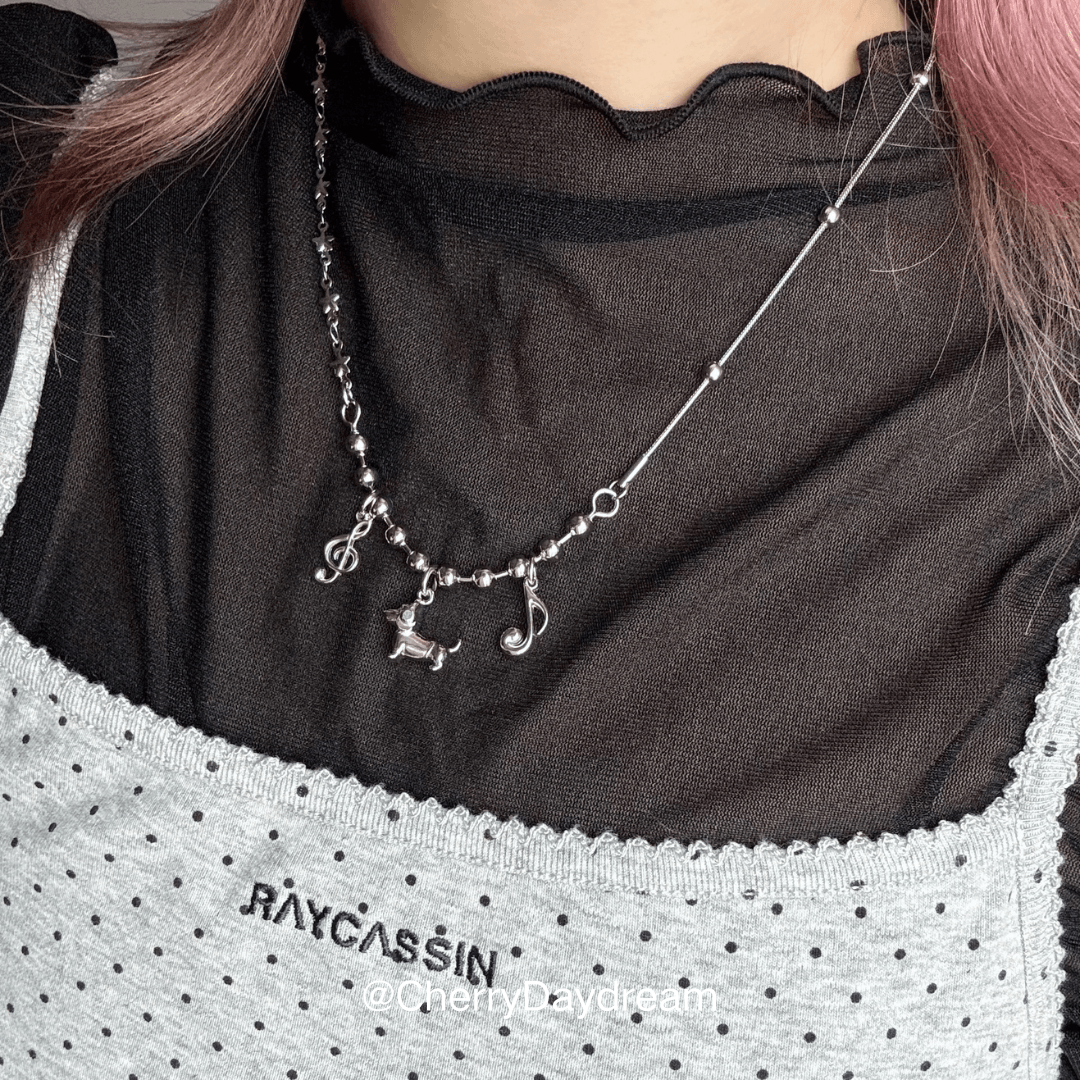 Dachshund Music Star Charm Necklace
