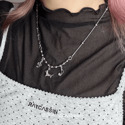 Dachshund Music Star Charm Necklace