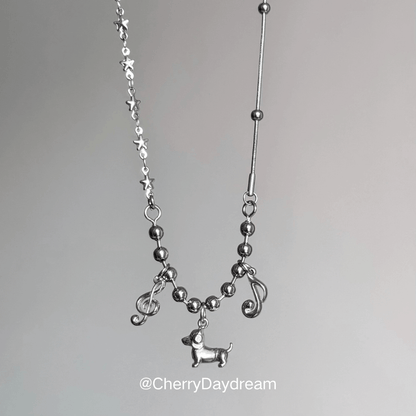Dachshund Music Star Charm Necklace