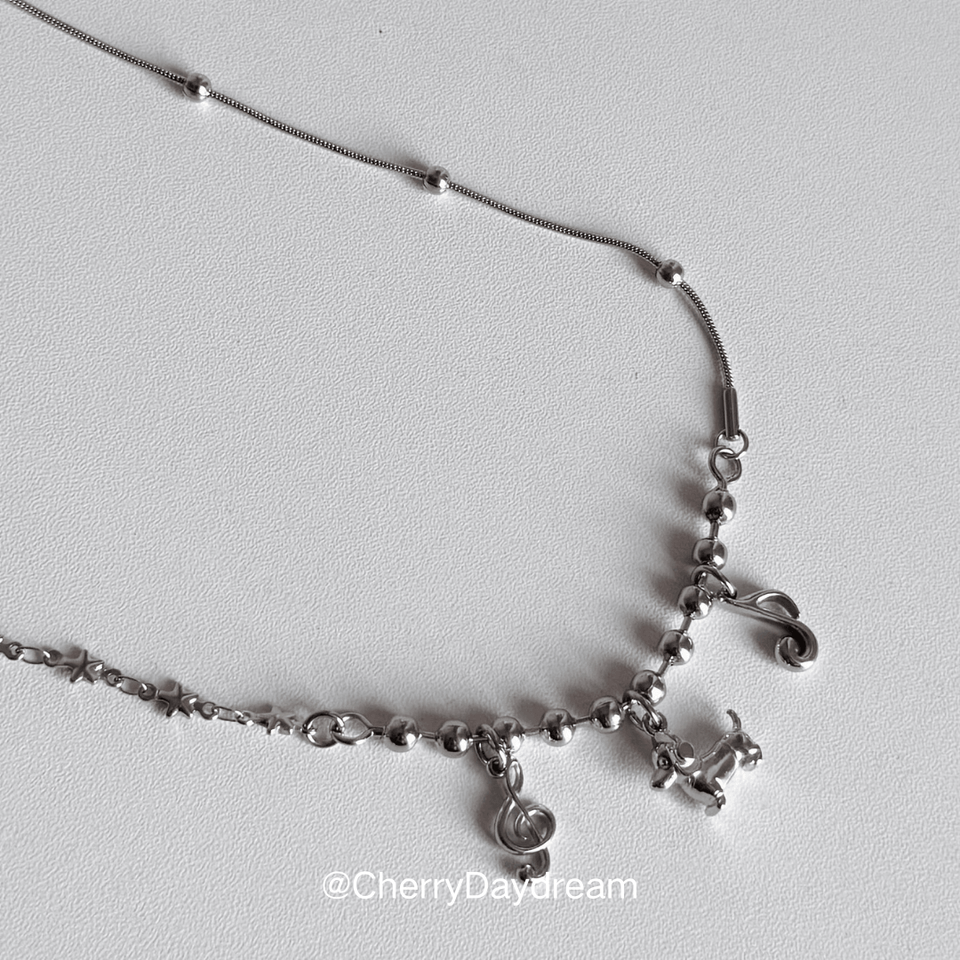 Dachshund Music Star Charm Necklace