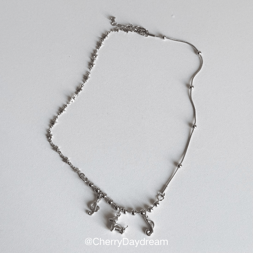Dachshund Music Star Charm Necklace