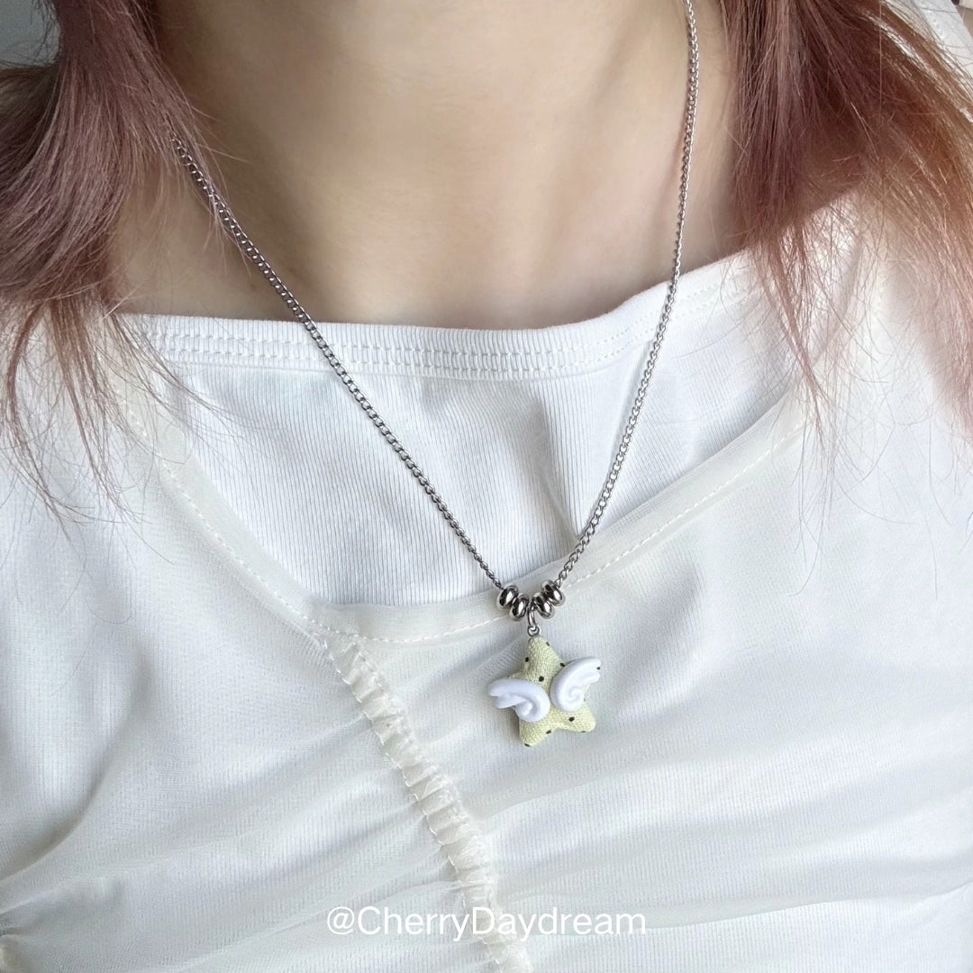 Handmade Winged Star Charm Necklace