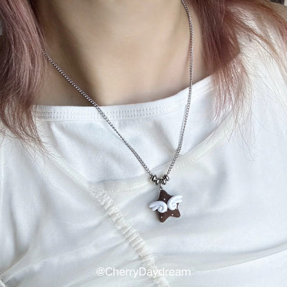 Handmade Winged Star Charm Necklace