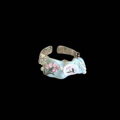 Dream Garden Ring — Floral Pearl Statement Ring