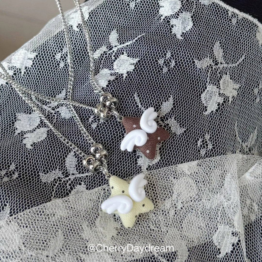 Handmade Winged Star Charm Necklace