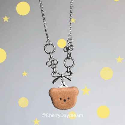 Teddy Bear Bow Flower Charm Necklace