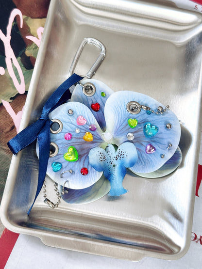 Dream Orchid DIY Bag Charm — Rhinestone Floral Keychain Kit