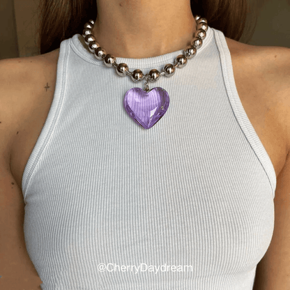 Heart Pendant Bead Necklace