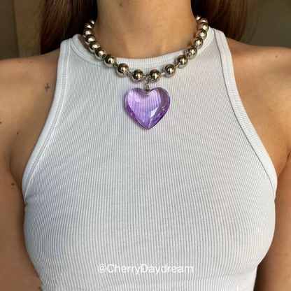 Heart Pendant Bead Necklace