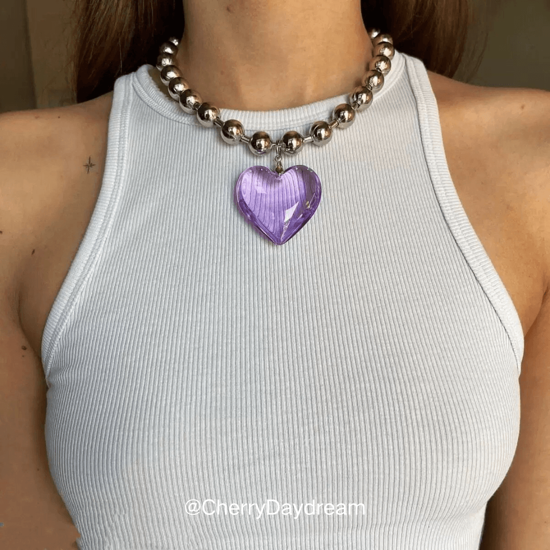 Heart Pendant Bead Necklace