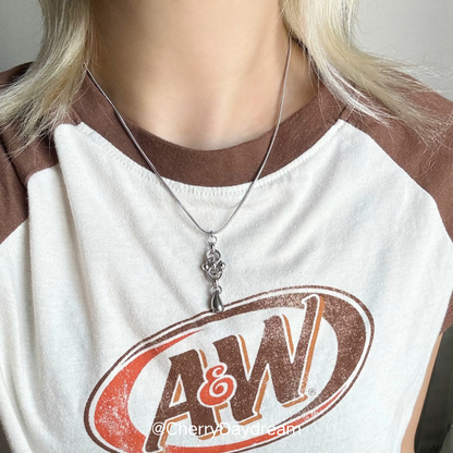 Silver Metal Drop Pendant Necklace