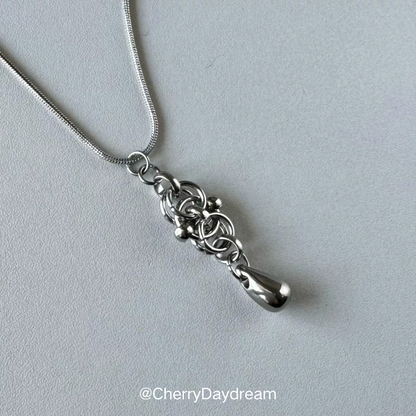 Silver Metal Drop Pendant Necklace