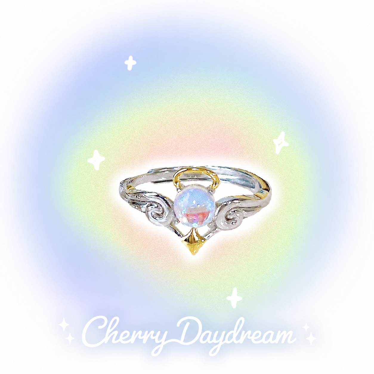 Angel Devil Ring — Y2K Fantasy Celestial Statement Ring
