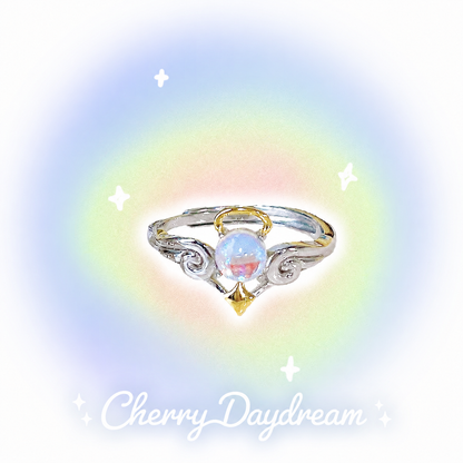Angel Devil Ring — Y2K Fantasy Celestial Statement Ring