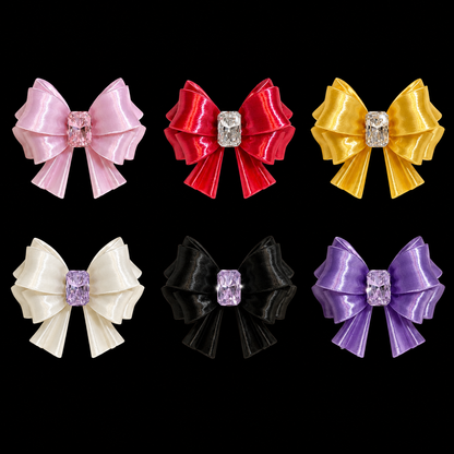 Bow Square Crystal Ring — Y2K Coquette 3D Printed Statement Ring