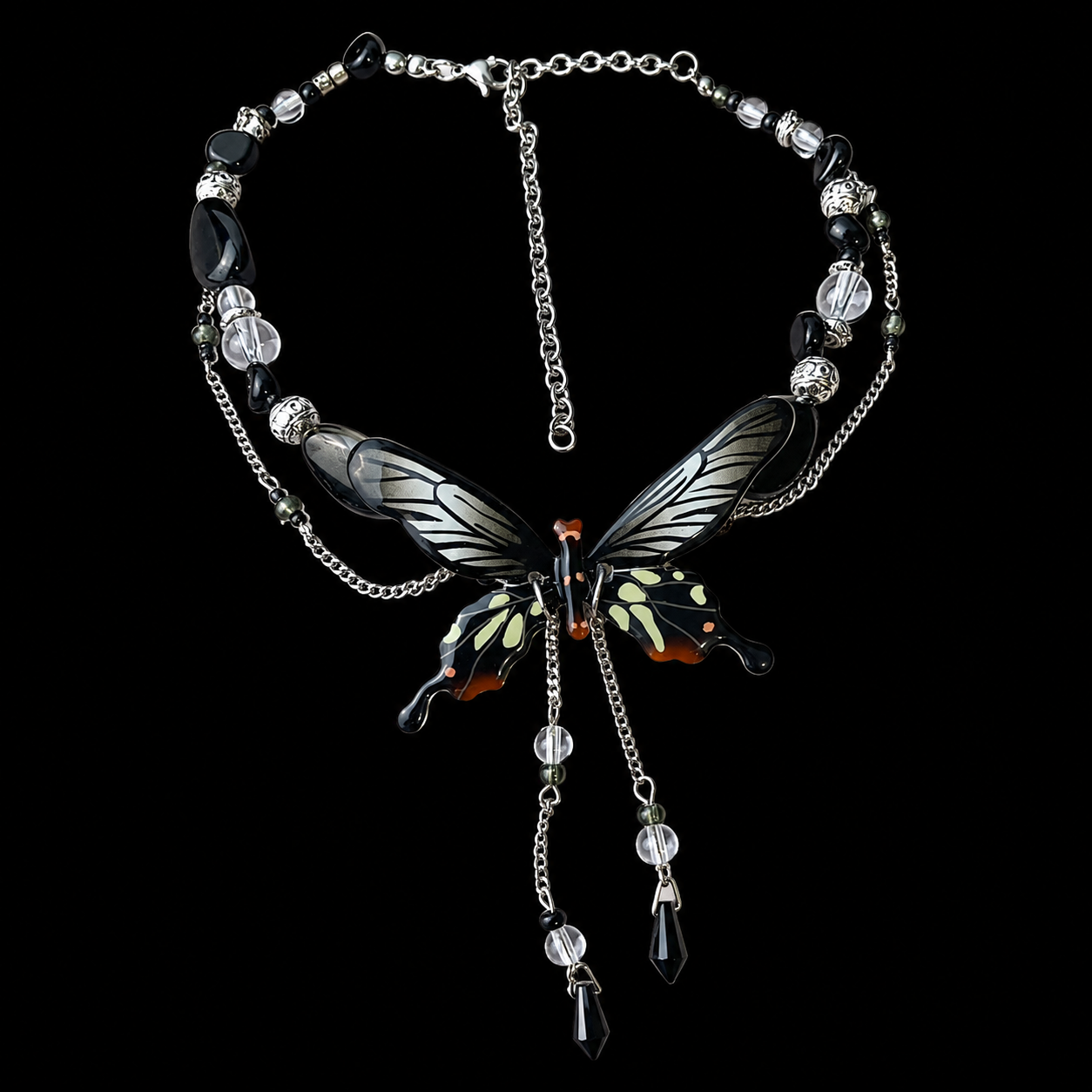 Midnight Butterfly Necklace — Y2K Gothic Fairycore Statement Necklace