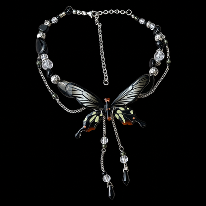 Midnight Butterfly Necklace — Y2K Gothic Fairycore Statement Necklace