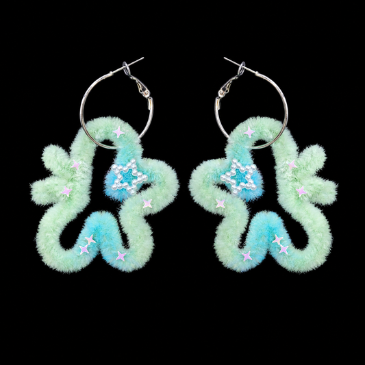 Fuzzy Star Earrings — Y2K Fairycore Dreamy Statement Earrings