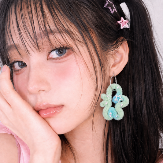 Fuzzy Star Earrings — Y2K Fairycore Dreamy Statement Earrings